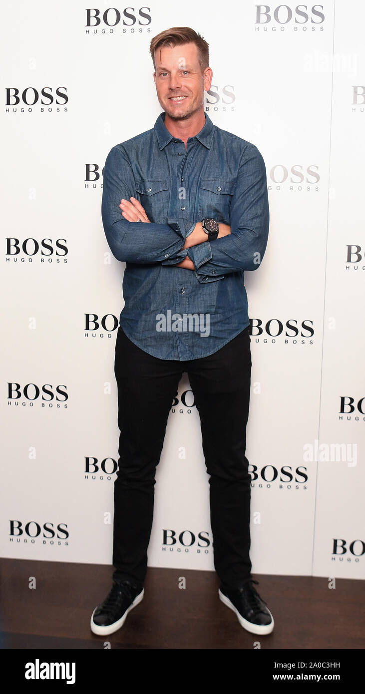 Henrik Stenson partecipando alla cerimonia di battesimo per la Hugo Boss yacht a Londra. Foto Stock