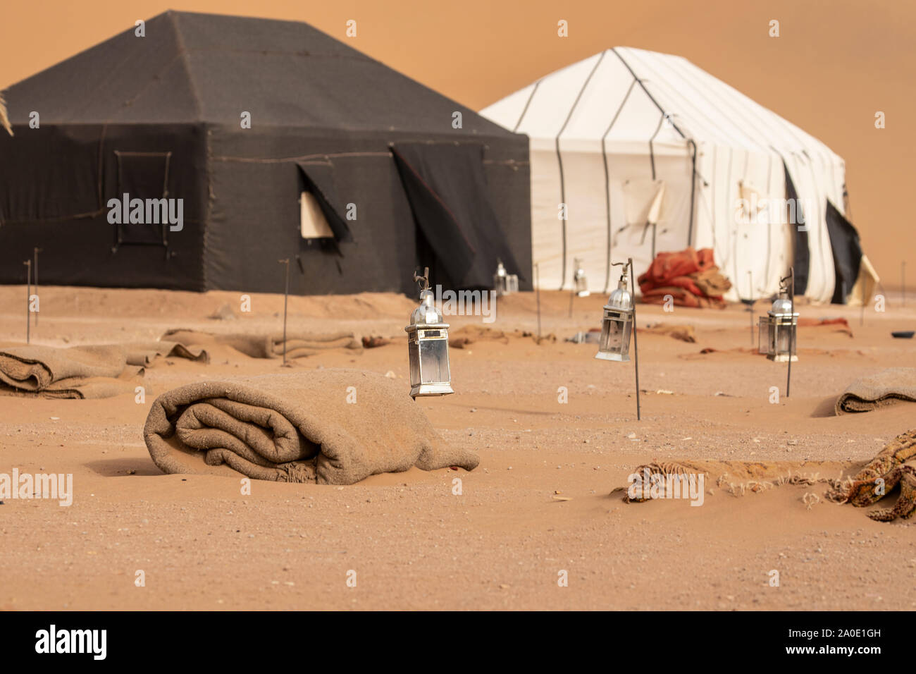 Desert Camp nel deserto del Sahara in Marocco Foto Stock