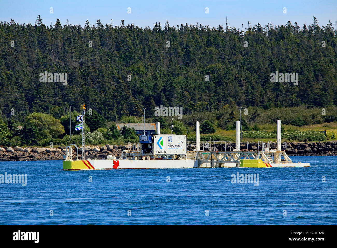 Potenza di marea stazione sperimentale a Brier Island, Nova Scotia Foto Stock