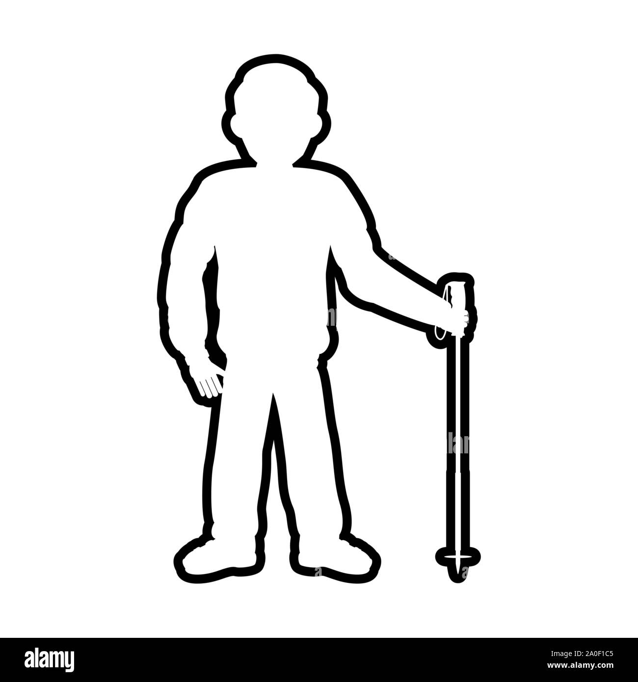 Silhouette uomo sci icona illustrazione vettoriale design Illustrazione Vettoriale