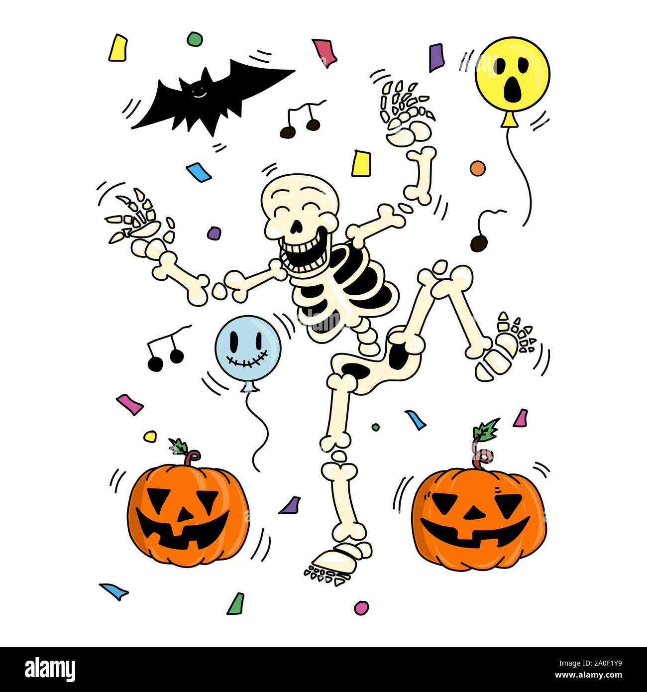 Festa di halloween. dancing skeleton illustrazione vettoriale. Happy Halloween. Illustrazione Vettoriale