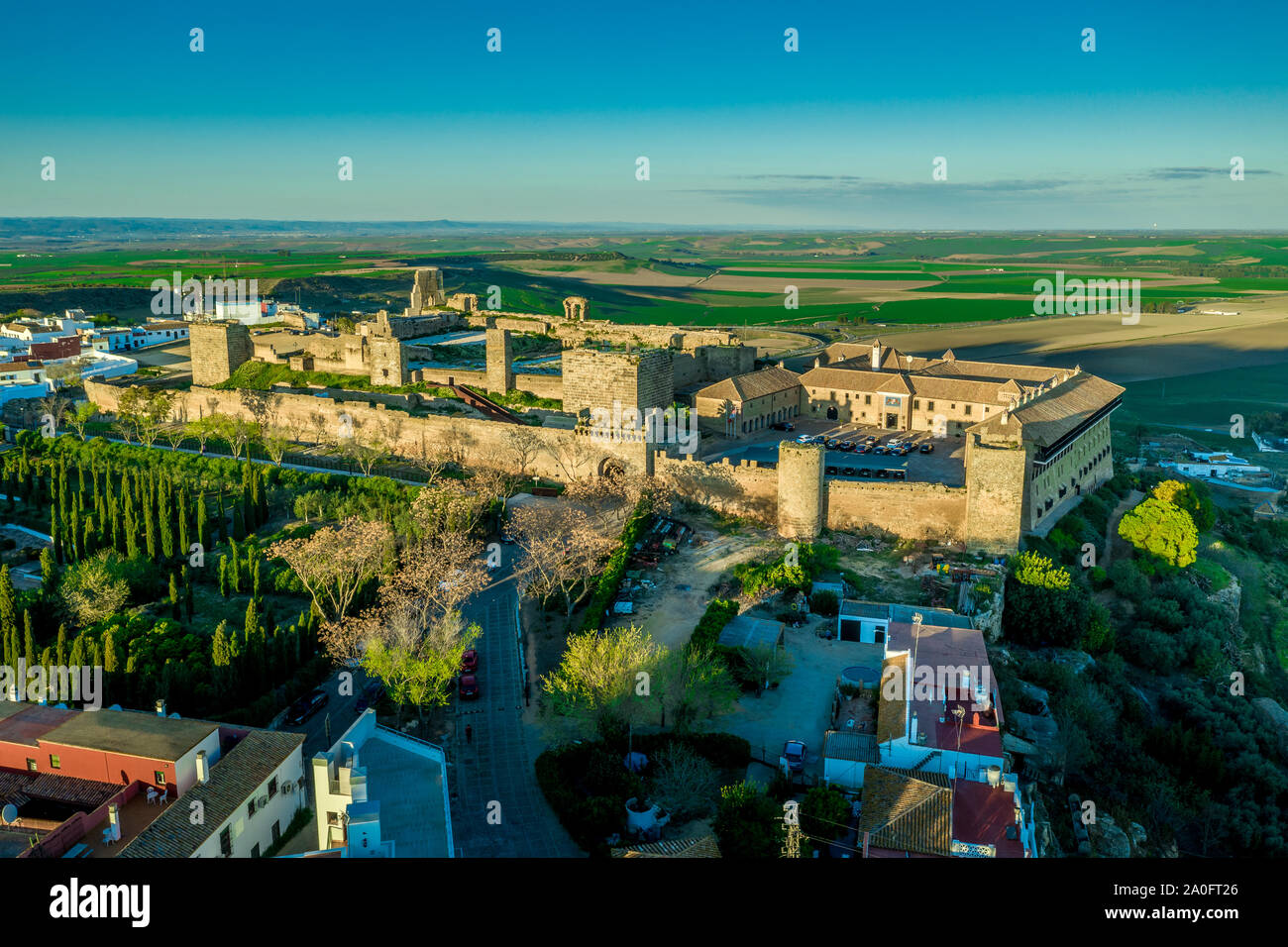 Carmona tramonto vista aerea in Andalusia Spagna non lontano da Sevilla Foto Stock