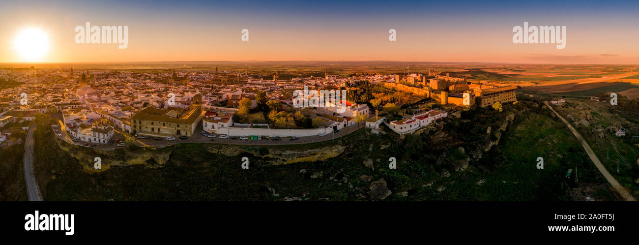 Carmona tramonto vista aerea in Andalusia Spagna non lontano da Sevilla Foto Stock