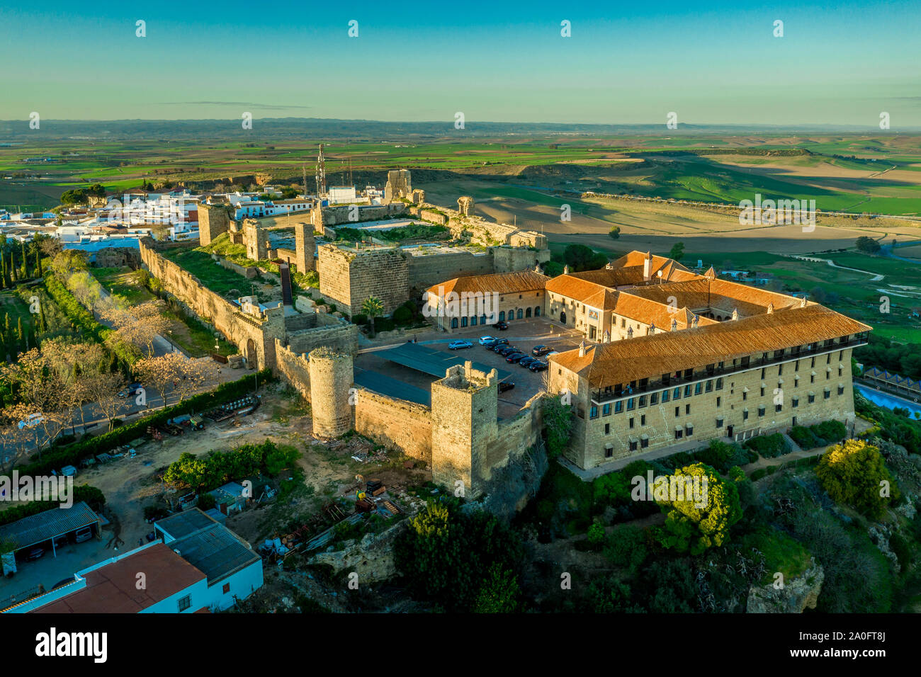 Carmona tramonto vista aerea in Andalusia Spagna non lontano da Sevilla Foto Stock