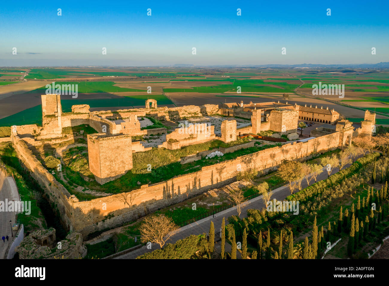 Carmona tramonto vista aerea in Andalusia Spagna non lontano da Sevilla Foto Stock