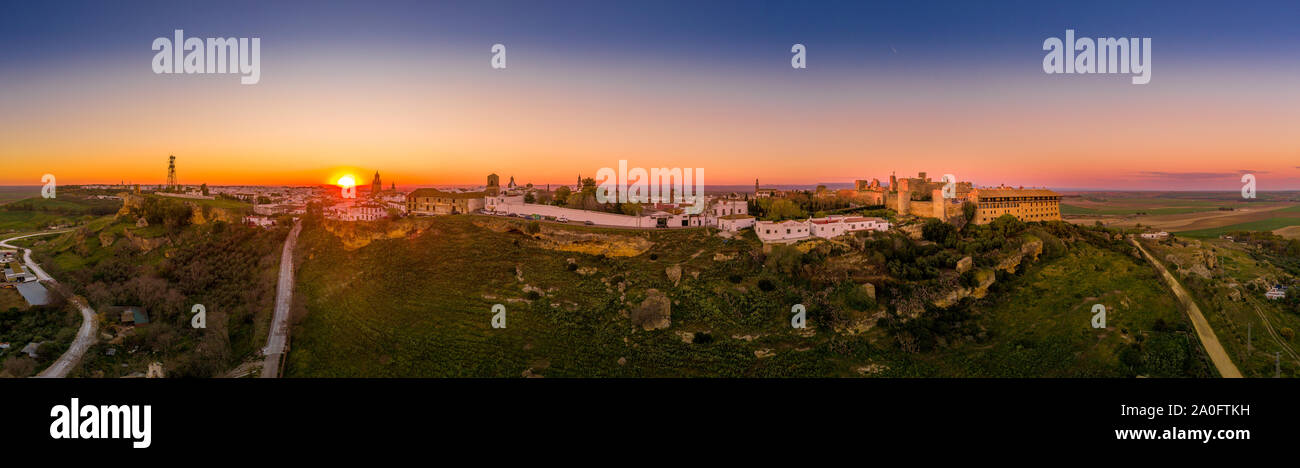 Carmona tramonto vista aerea in Andalusia Spagna non lontano da Sevilla Foto Stock