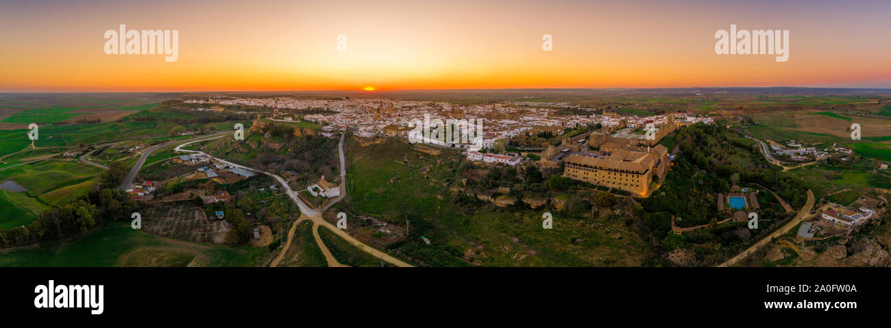 Carmona tramonto vista aerea in Andalusia Spagna non lontano da Sevilla Foto Stock