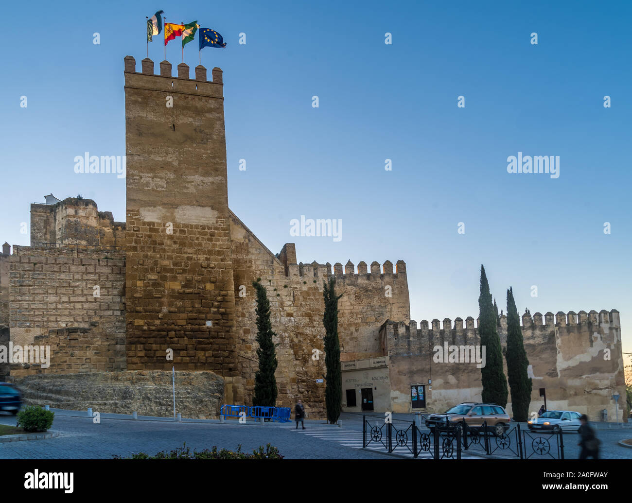 Carmona tramonto vista aerea in Andalusia Spagna non lontano da Sevilla Foto Stock