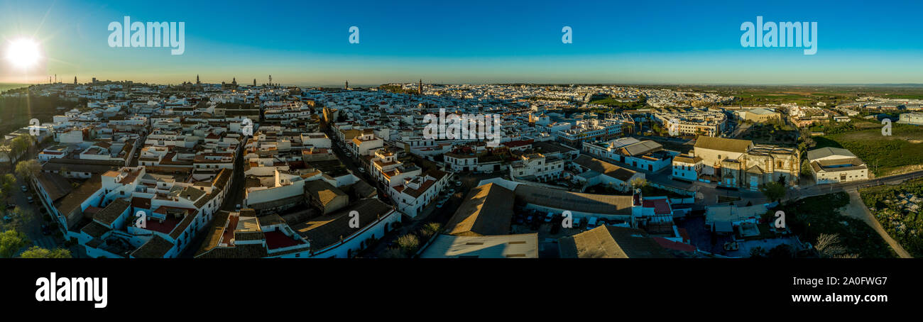 Carmona tramonto vista aerea in Andalusia Spagna non lontano da Sevilla Foto Stock