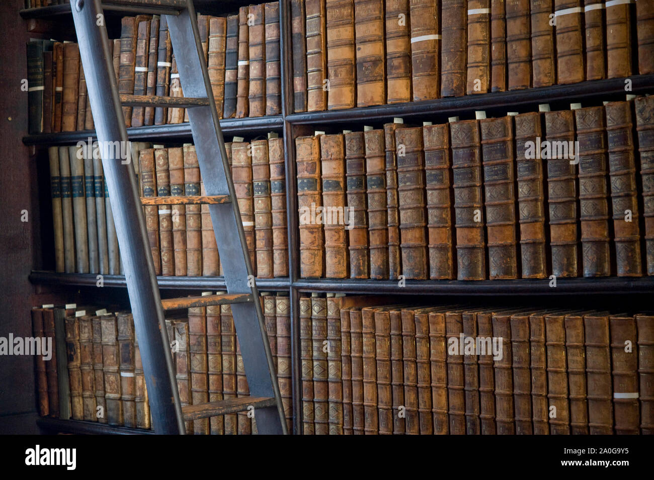 Sala lunga Libreria in Trinity College di Dublino Irlanda Foto Stock