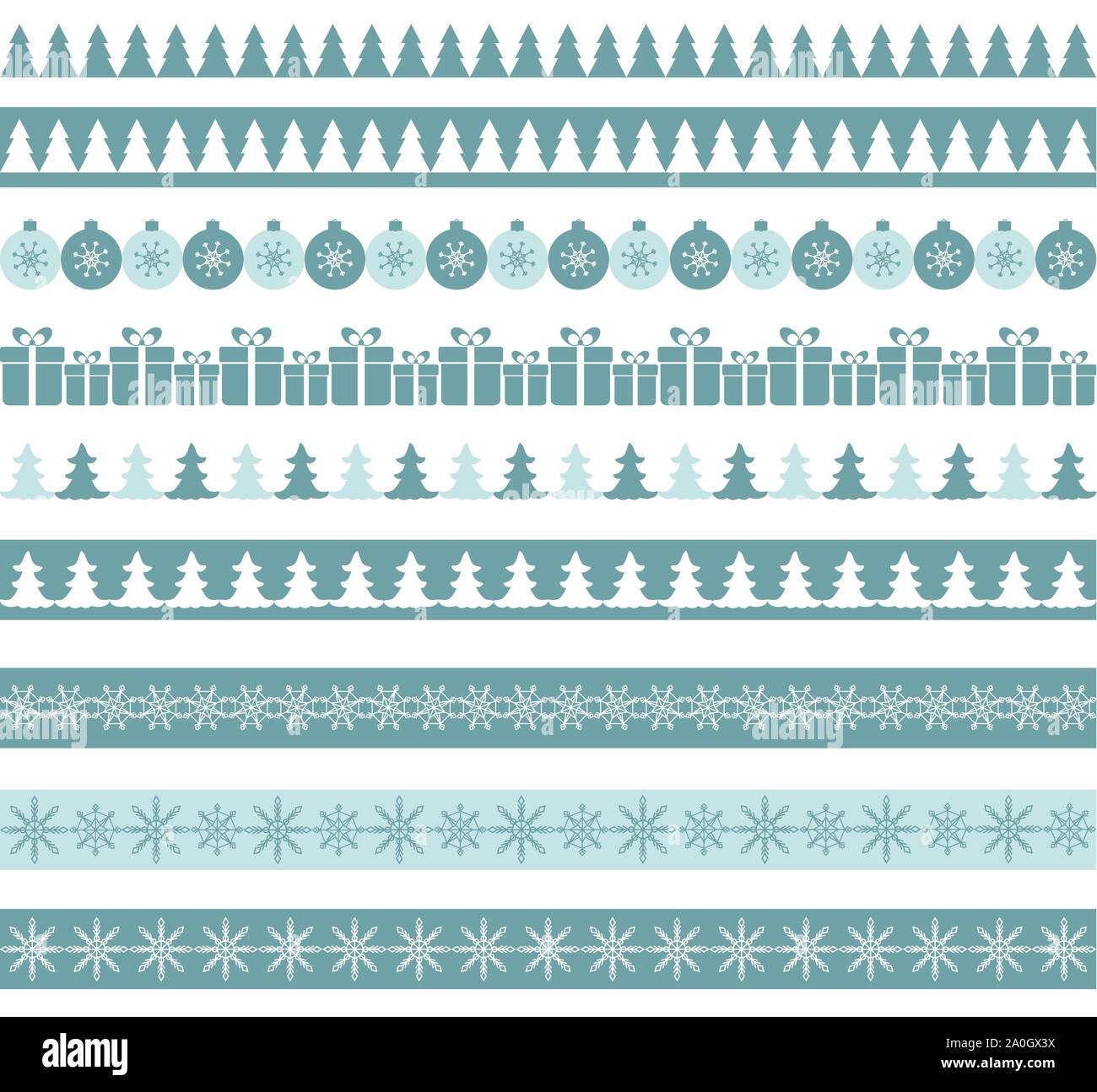 Blu confini di Natale Illustrazione Vettoriale