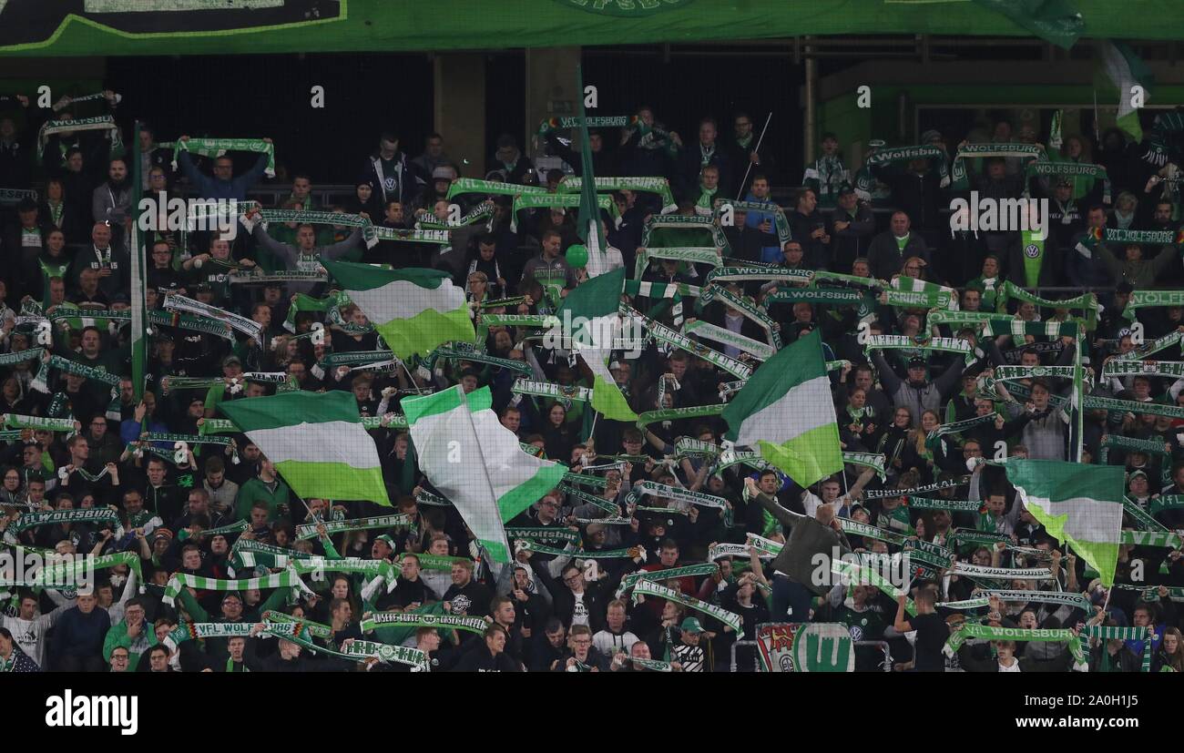 Firo: 19.09.2019, calcio, UEFA Europa League, EL, stagione 2019/2020, VfL Wolfsburg - PFK Oleksandrija 3: 1 Fan Wolfsburg | Utilizzo di tutto il mondo Foto Stock