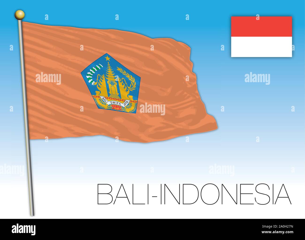 Bandiera Ufficiale dell'isola di Bali, Repubblica Indonesiana, Indonesia Illustrazione Vettoriale