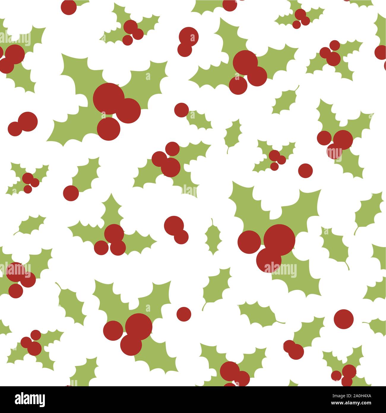 Modello senza cuciture con agrifoglio bacche e foglie Illustrazione Vettoriale