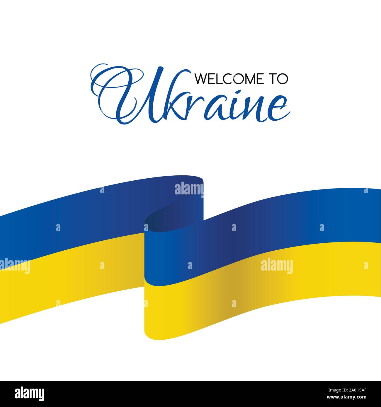 Benvenuti in Ucraina. Scheda con bandiera di Ucraina Illustrazione Vettoriale