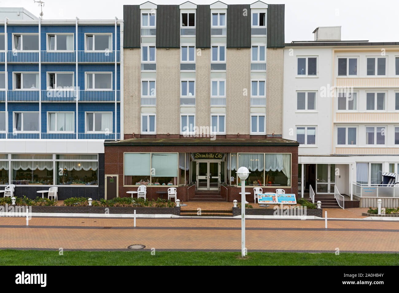 Norderney; Kaiserstrasse, Alberghi Foto Stock