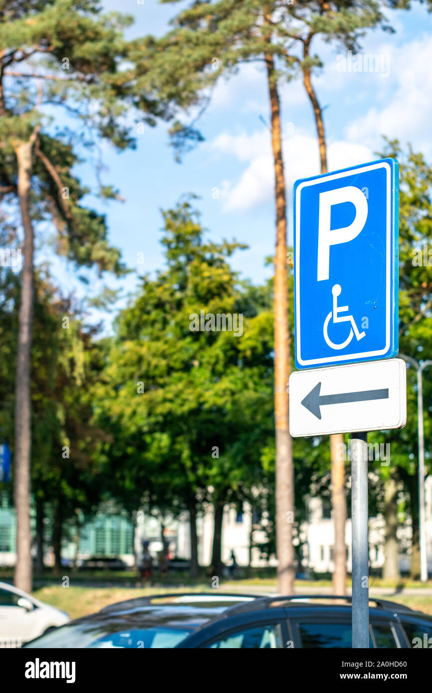 Dutch cartello stradale: disabili parcheggio Foto Stock