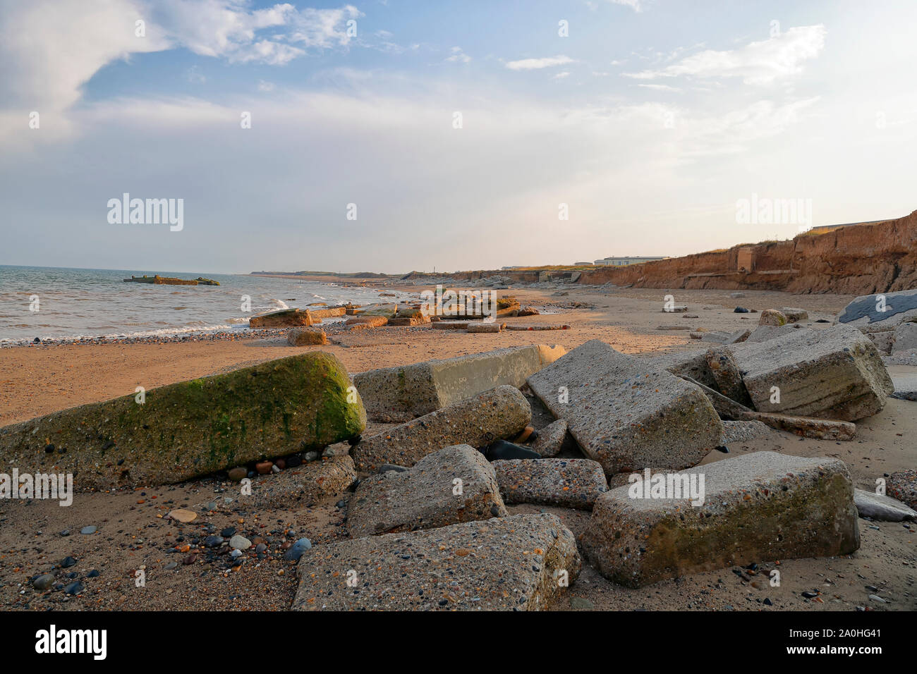 Erosione costiera, questa è una scena a disprezzare la testa Kilnsea East Yorkshire Foto Stock