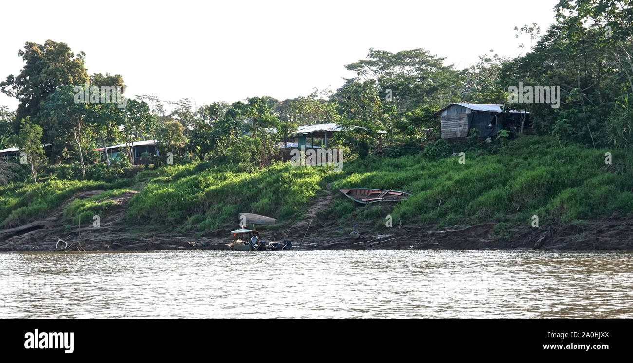Il fiume del Amazon del Sud America è il più grande del mondo di fiume e la linfa vitale del mondo la più grande ecosistema, spanning due quinti di un intero continente. Essa è la casa di una grande varietà di piante e animali che abitano nel suo lussureggiante ambiente sempreverdi. È il fiume più possenti nel mondo in termini di volume, con sei volte maggiore totale del flusso del fiume rispetto alla successiva sei più grandi fiumi combinati e il più vasto bacino di drenaggio nel mondo. Foto Stock