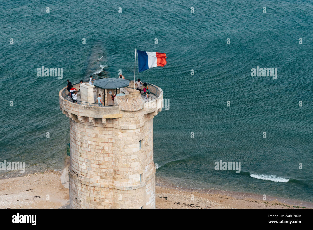 Isola di Re, Francia - 7 Agosto 2018: Faro di balene, Phare des Baleines. Foto Stock