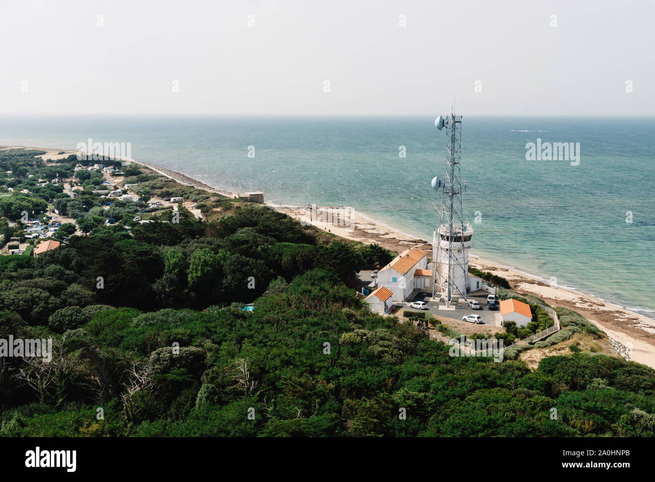 Isola di Re, Francia - 7 Agosto 2018: Faro di balene, Phare des Baleines. Foto Stock