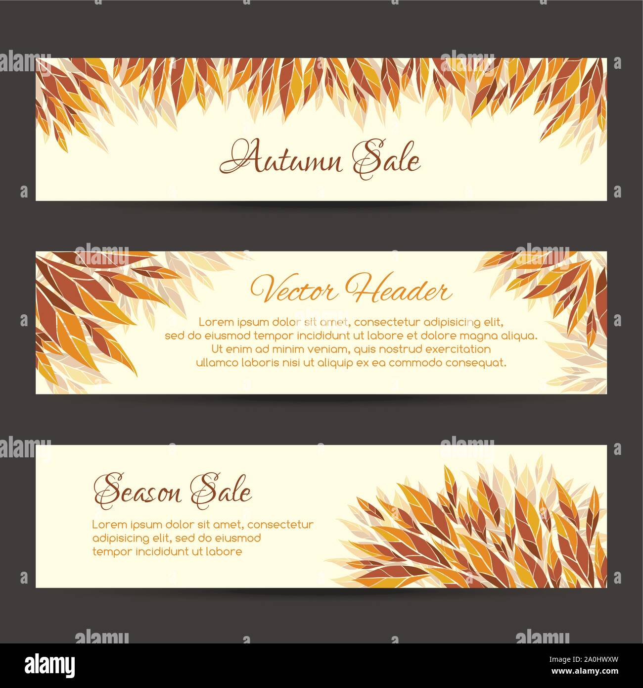 Vendita autunnale headers template Illustrazione Vettoriale