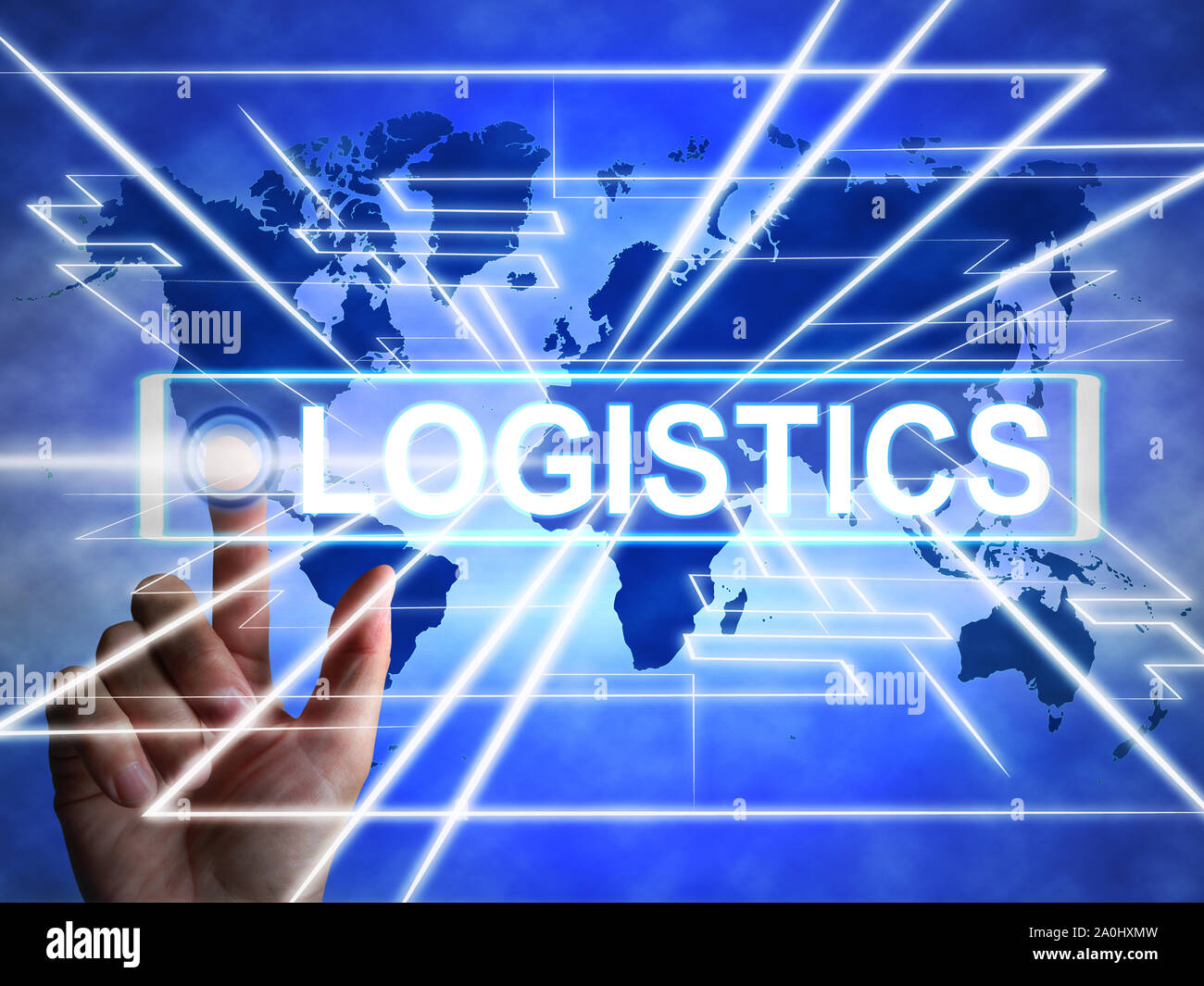 Concetto di logistica icona significa che la pianificazione e il coordinamento. La consegna delle merci e organizzando il trasporto - 3d illustrazione Foto Stock