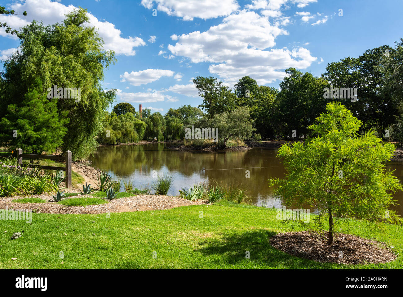 Il lago di Joanna in Castlemaine Giardini Botanici in Castlemaine, Victoria, Australia. Foto Stock