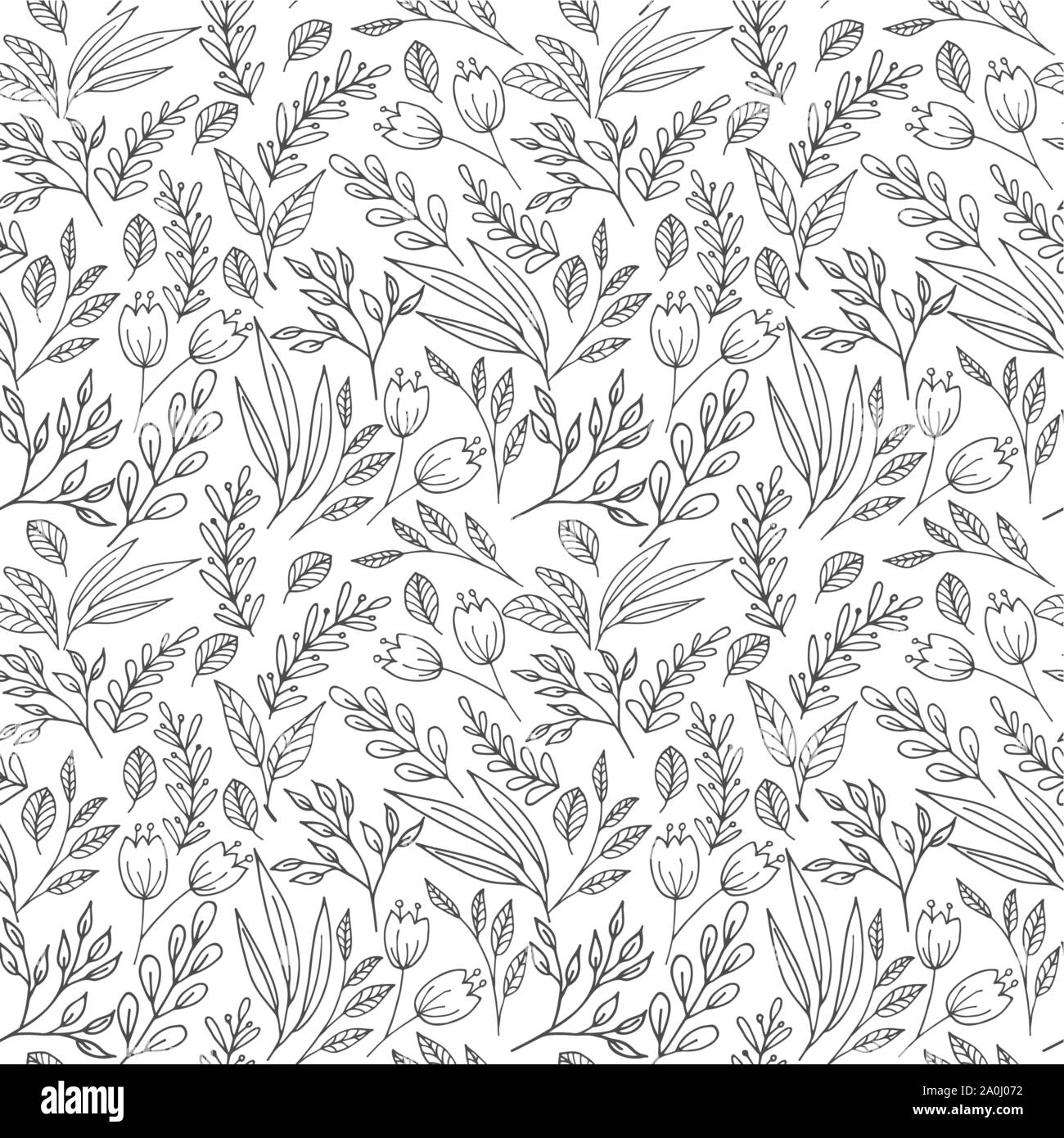 Floral seamless pattern con fiori e piante Illustrazione Vettoriale