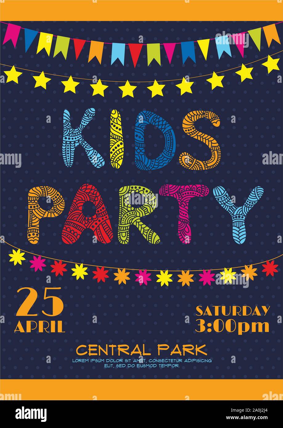 Bambini invito alla festa poster Illustrazione Vettoriale