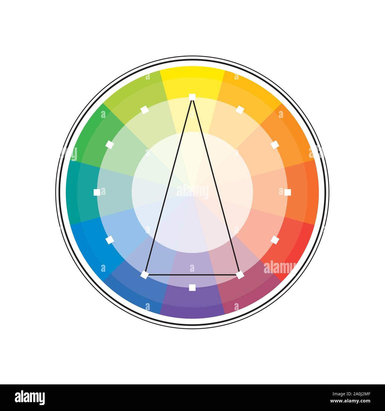 Policrome spettrale multicolore Versicolor Rainbow cerchio di 12 segmenti. L'armonica spettrale colorata tavolozza di pittore. Illustrazione Vettoriale