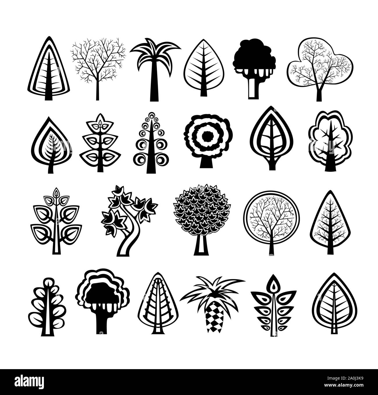 Sagome di alberi natura Illustrazione Vettoriale