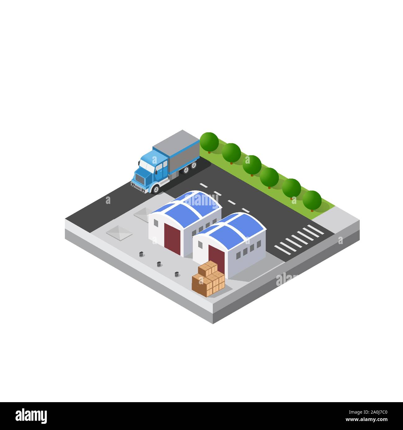 Logistica dei trasporti isometrica del magazzino Illustrazione Vettoriale