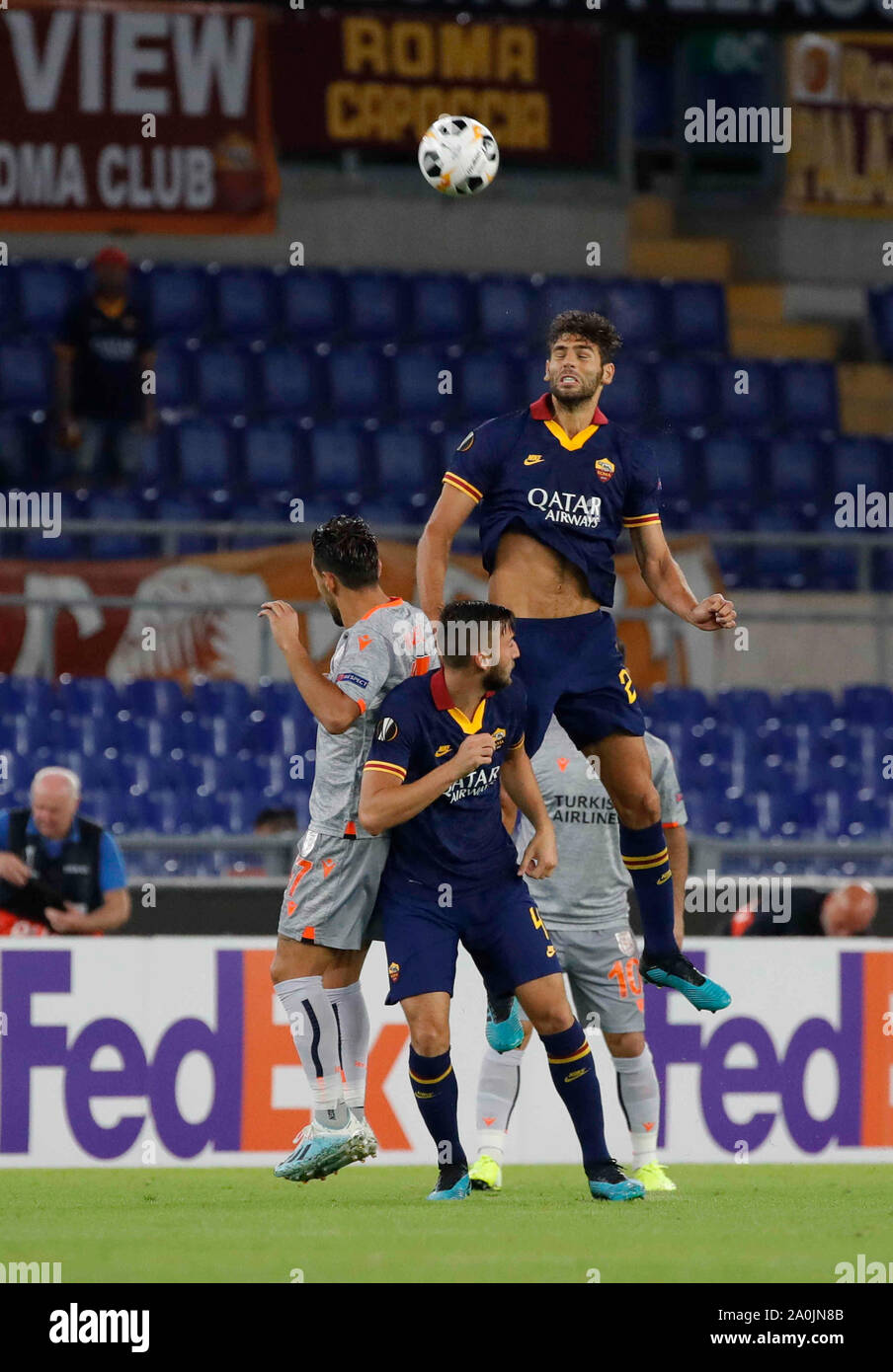 Federico Fazio di AS Roma Federico Fazio di AS Roma durante l'Europa League Group stage partita di calcio tra la Roma - Instabul Basaksehir allo Stadio Olimpico di Roma Italia 19 Settembre 2019 Foto Stock