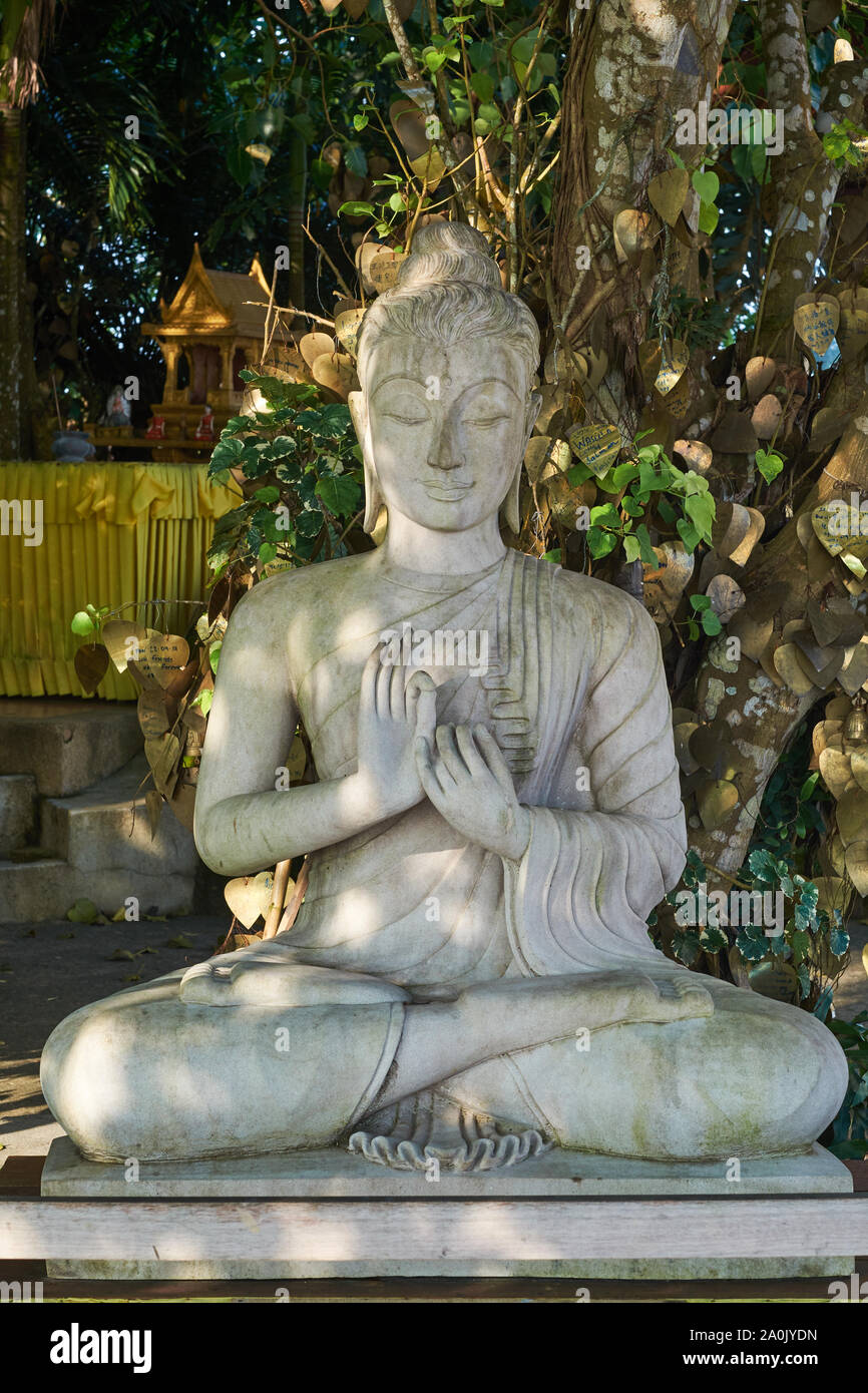 L'acquisto di una grande statua di Buddha seduto con le mani in mano  atmanjali mudra.