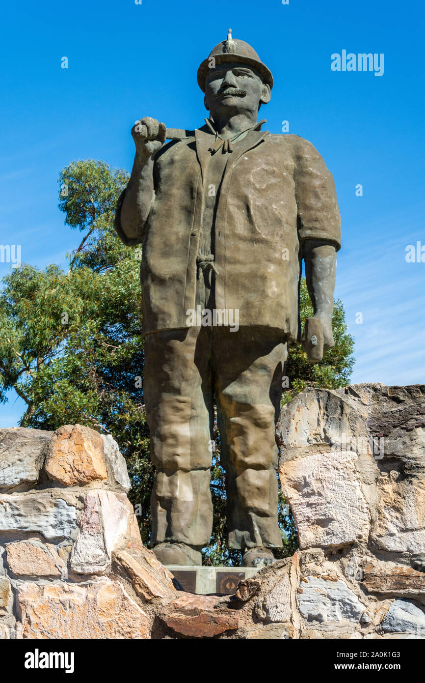 Kapunda, South Australia, Australia - 15 Marzo 2017. Statua di mappa il minatore in Kapunda, SA. Nome Mappa Kernow, la 'ssu di Cornwall', mappa il minatore r Foto Stock