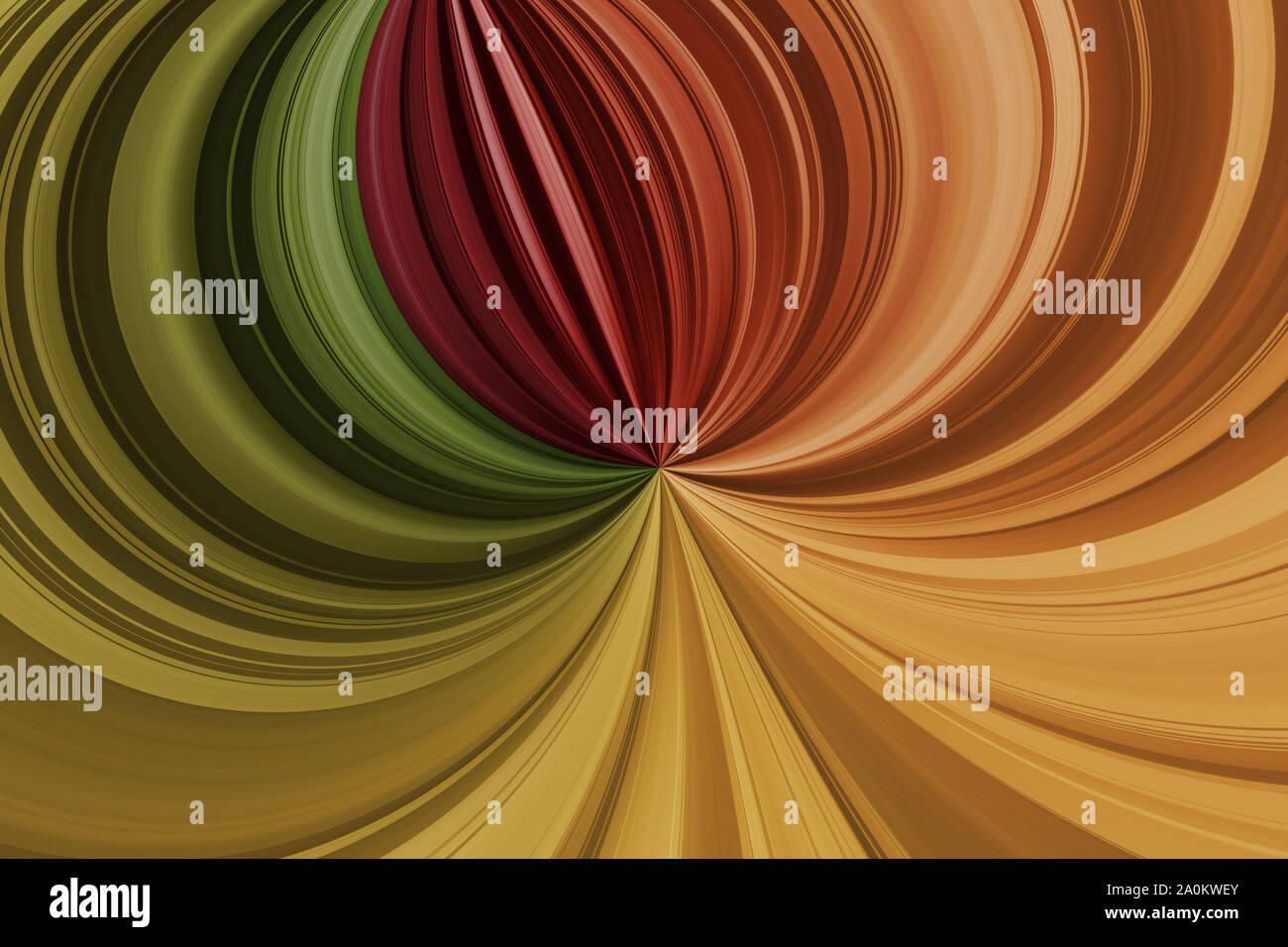 Rosso, arancione, giallo, lo spazio verde linee curve, fantastico sfondo astratto Foto Stock