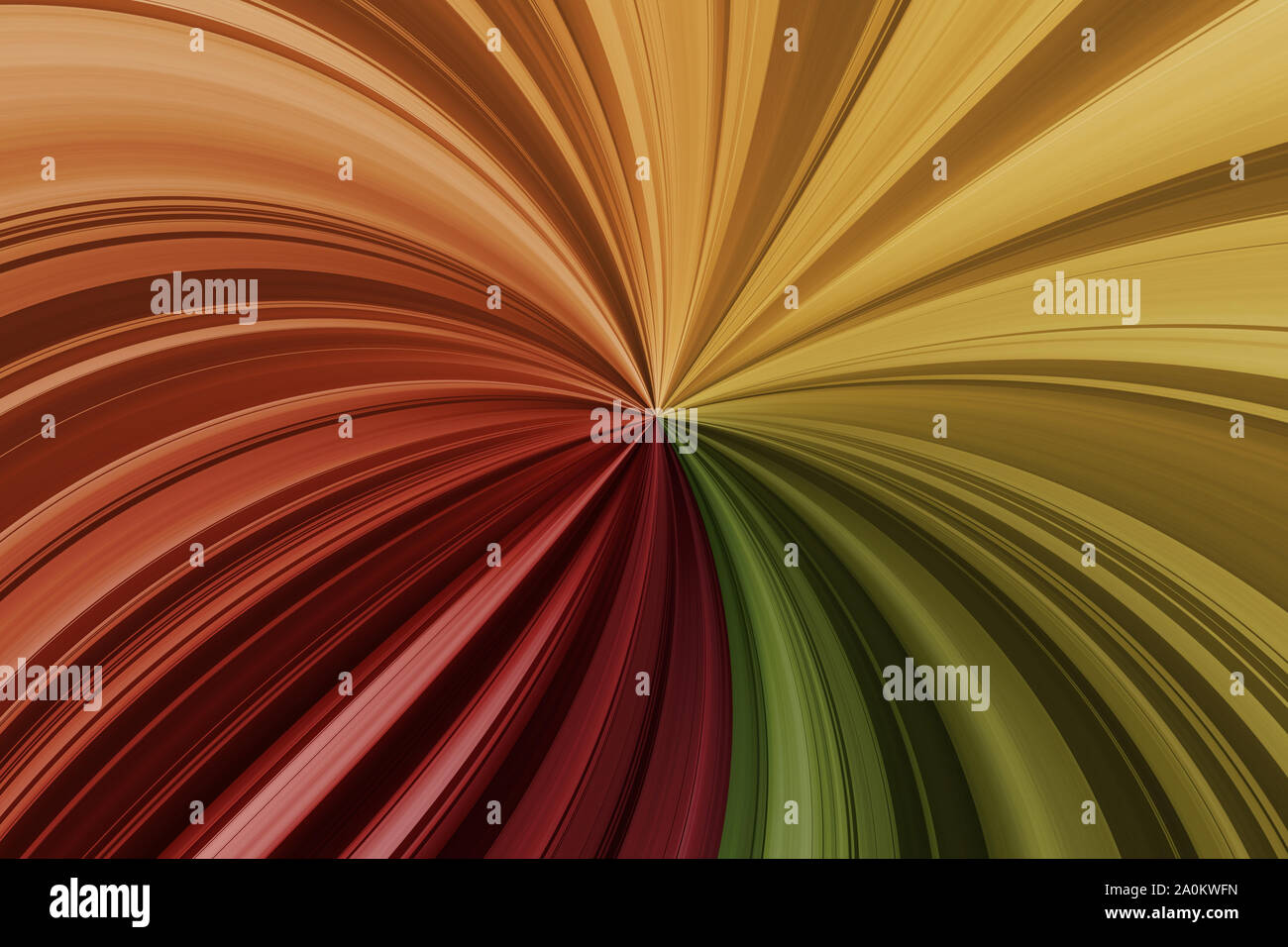 Rosso, arancione, giallo, verde i raggi di curva, creative astratto sfondo fantasy Foto Stock
