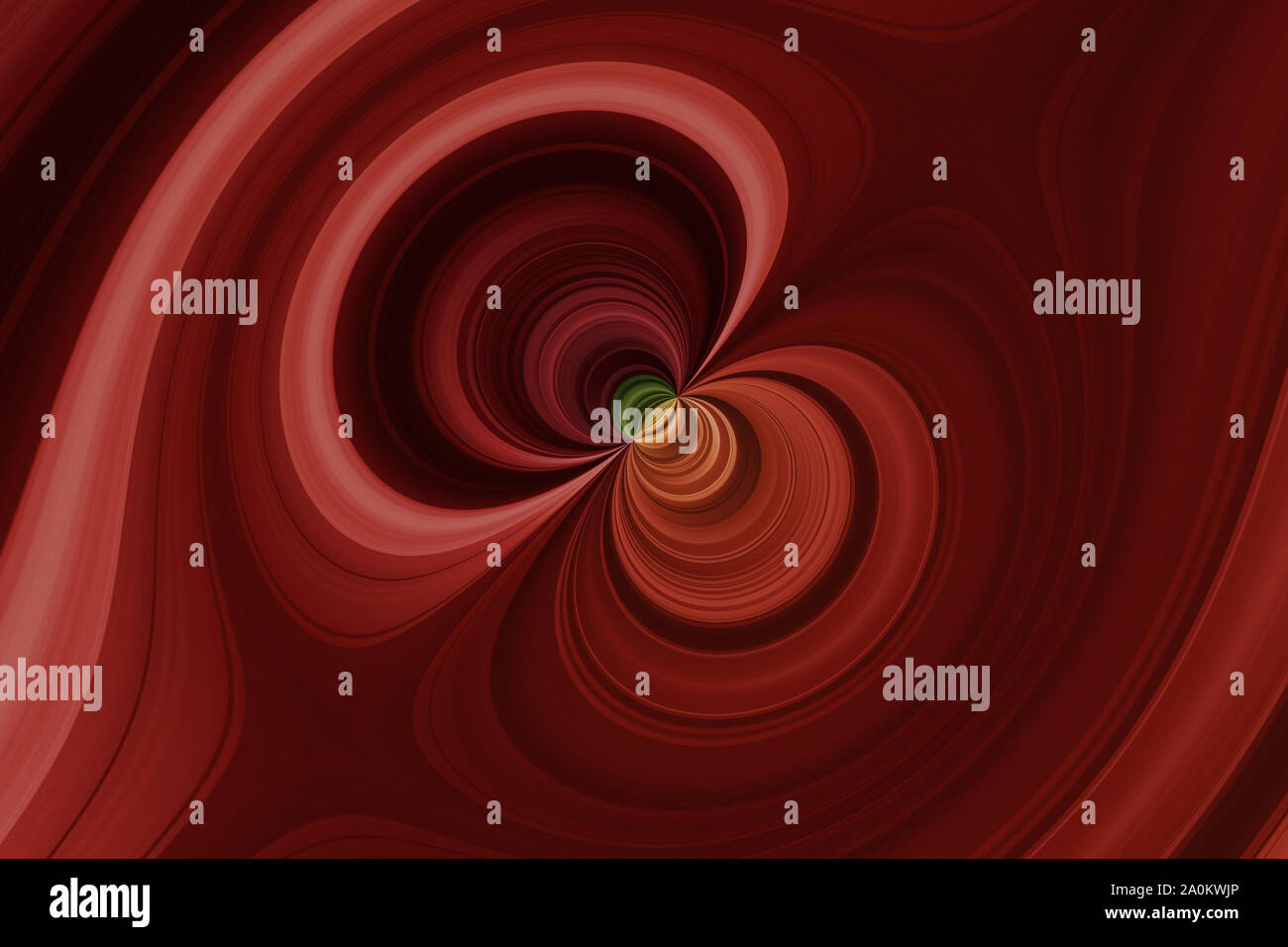 Rosso, arancione, giallo, verde linee curve con effetto shperical, sfondo astratto Foto Stock