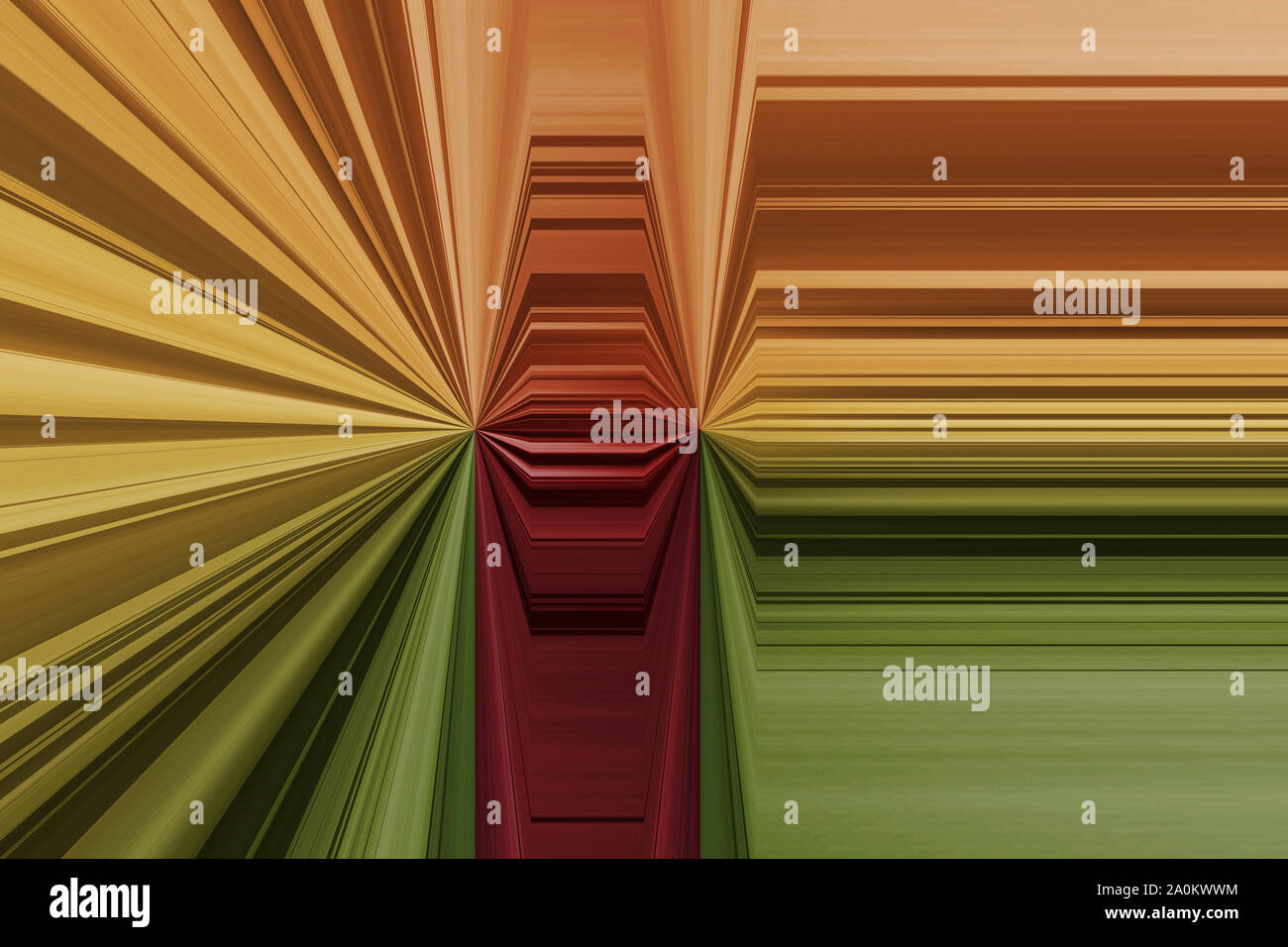 Rosso, arancione, giallo, verde linee orizzontali con forme differenti effetti di sfondo astratto Foto Stock