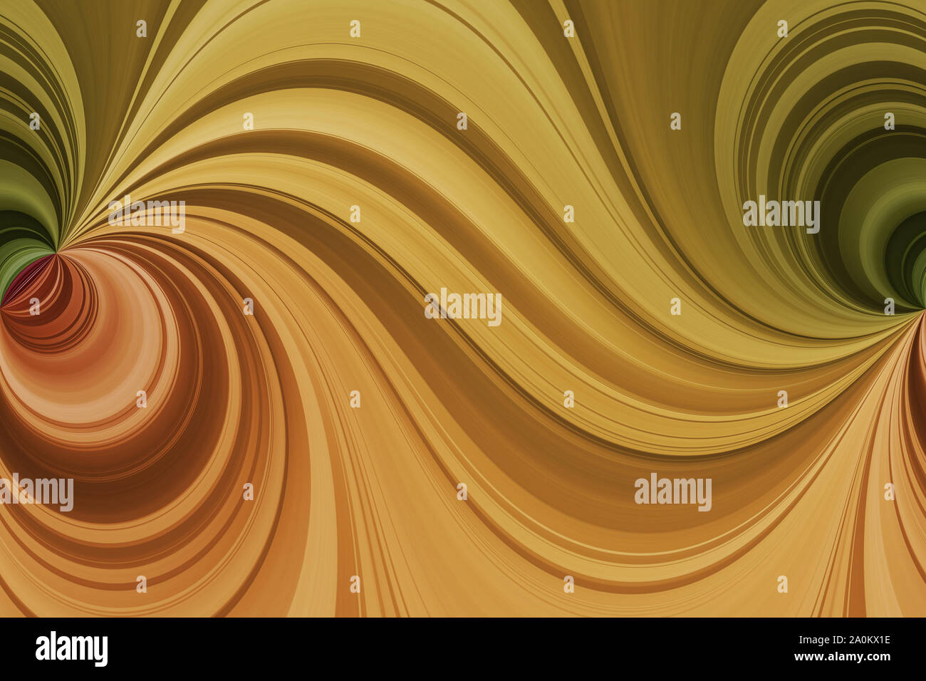 Il giallo, il verde e il rosso delle linee curve con effetto shperical, sfondo astratto, modello senza giunture Foto Stock