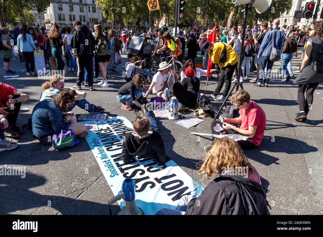 Il 20 settembre 2019, London, Regno Unito - clima globale sciopero a Westminster Foto Stock