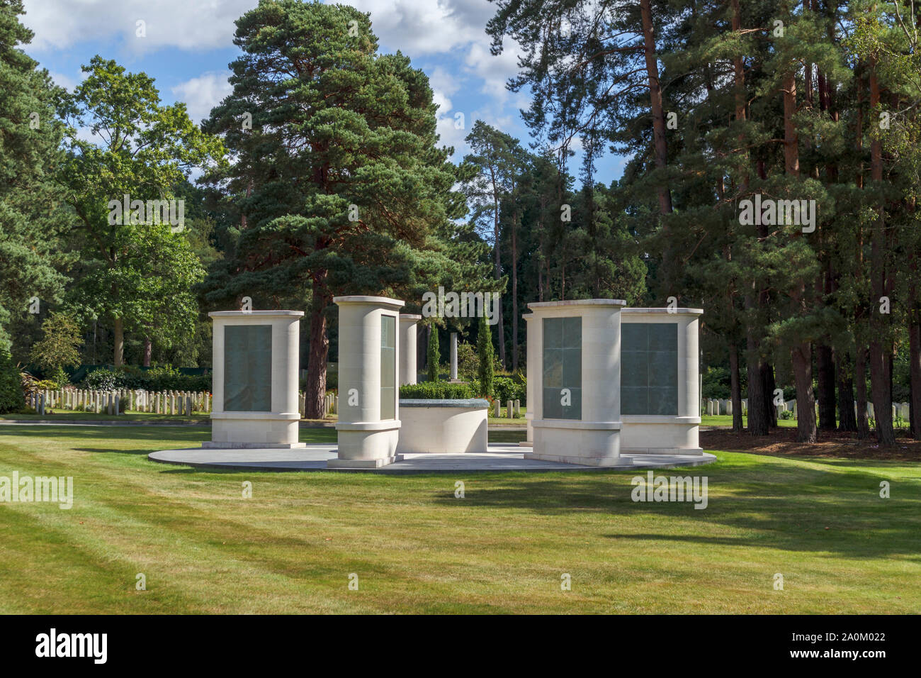 La Brookwood 1914-1918 Memorial nei cimiteri militari a Brookwood cimitero di Pirbright, Woking, Surrey, Inghilterra sudorientale, REGNO UNITO Foto Stock