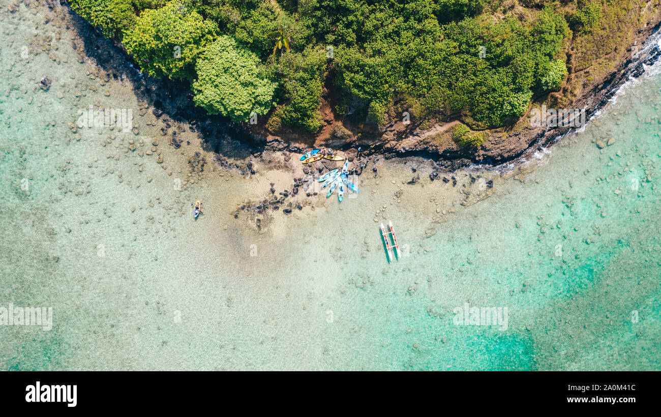 Kayak e canoa outrigger da Mokoli io isola, nelle Hawaii, STATI UNITI D'AMERICA Foto Stock