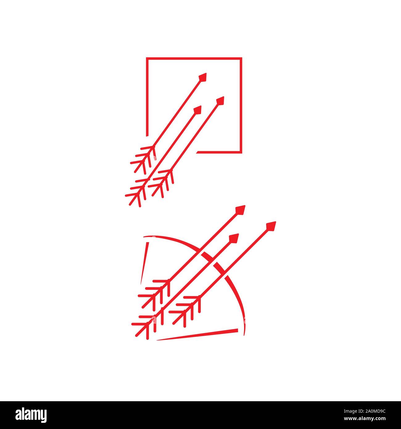 Abstract square arco e frecce logo icona vettore Illustrazione Vettoriale