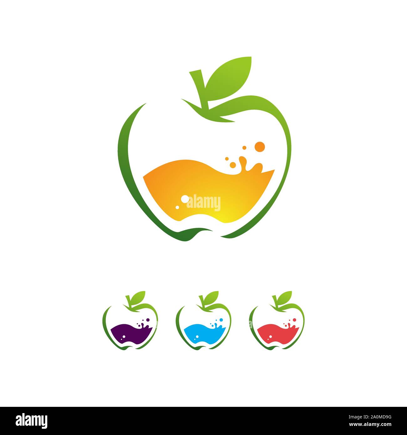 Natura astratta succo sano all'interno del logo Apple design vettoriali illustrazioni Illustrazione Vettoriale