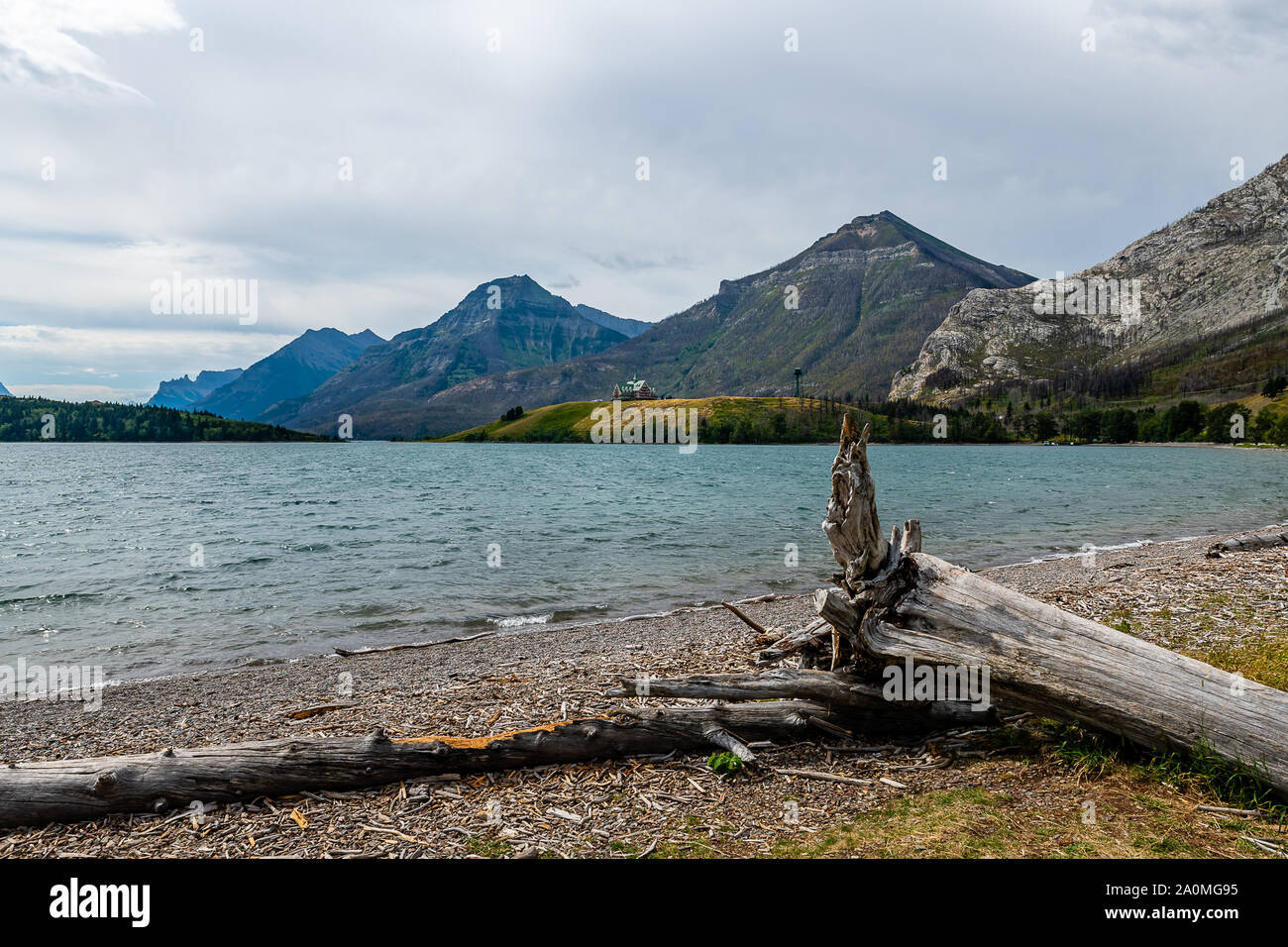 Ghiacciaio e Waterton Parco internazionale della pace Foto Stock