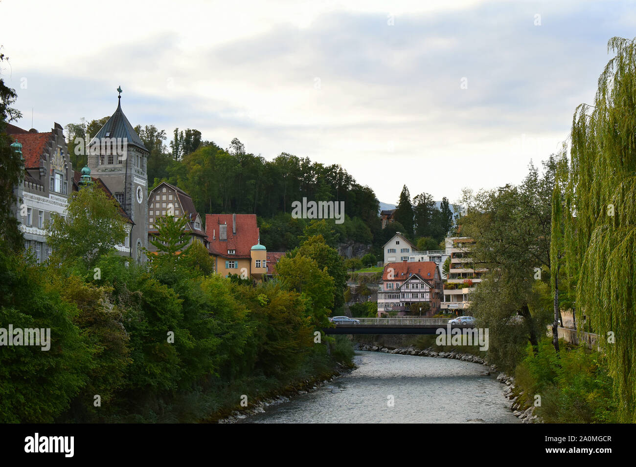 Feldkirch. Un po' di orgoglio in Austria .Panorama Feldkirch. Foto Stock