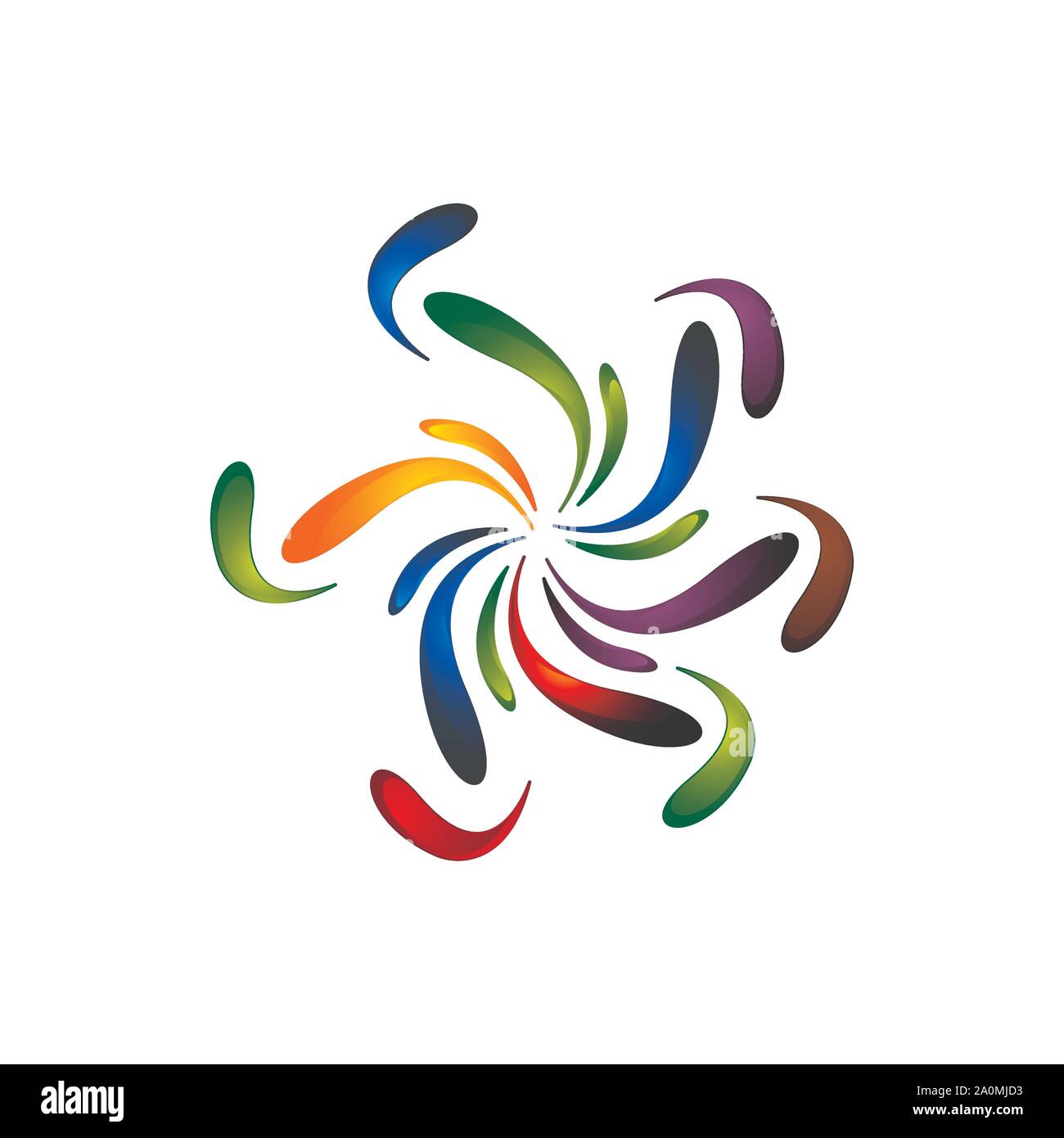 Abstract fiore coloratissimo logo in un cerchio intorno emblema dello stile di decorazione Illustrazione Vettoriale