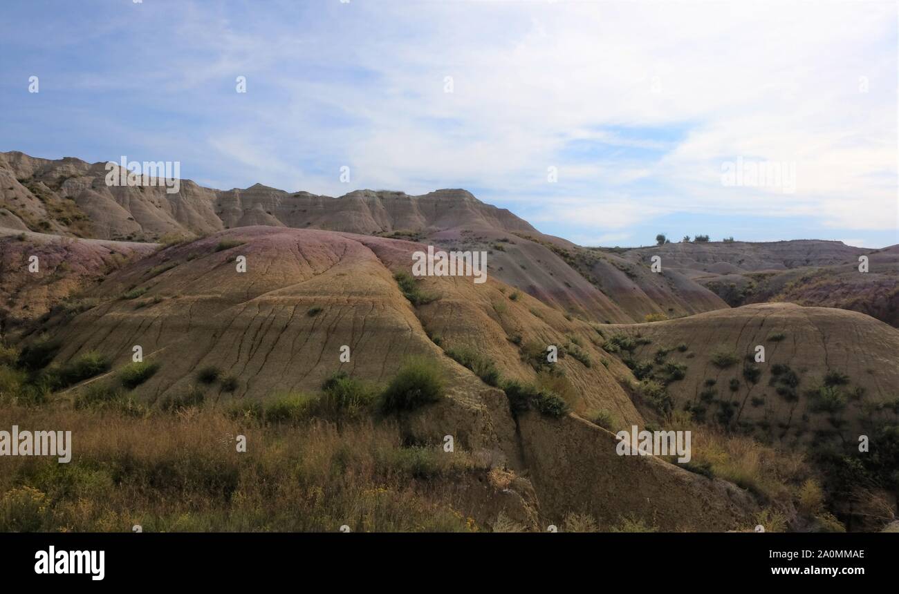 Badlands buttes e imponenti guglie Foto Stock